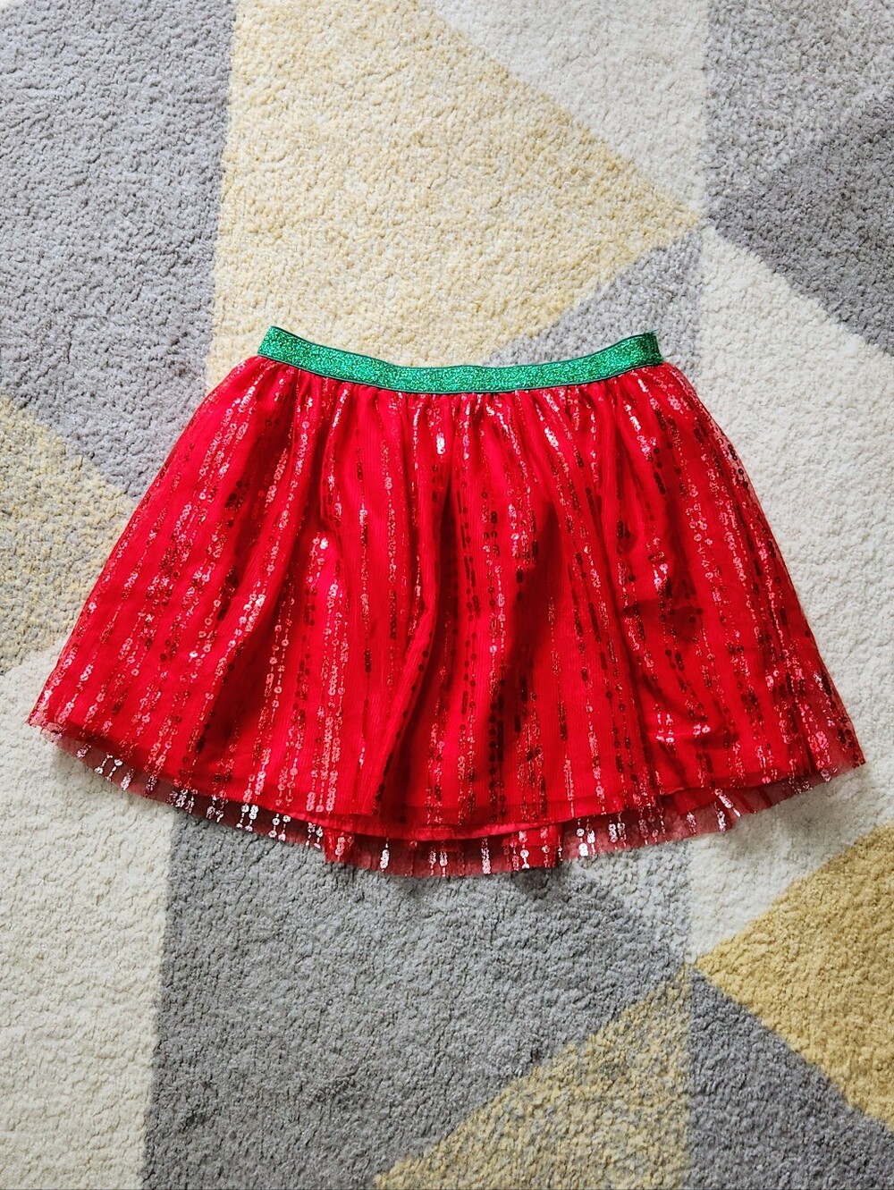 Red Sequin Christmas Skirt Girls M (7/8)
